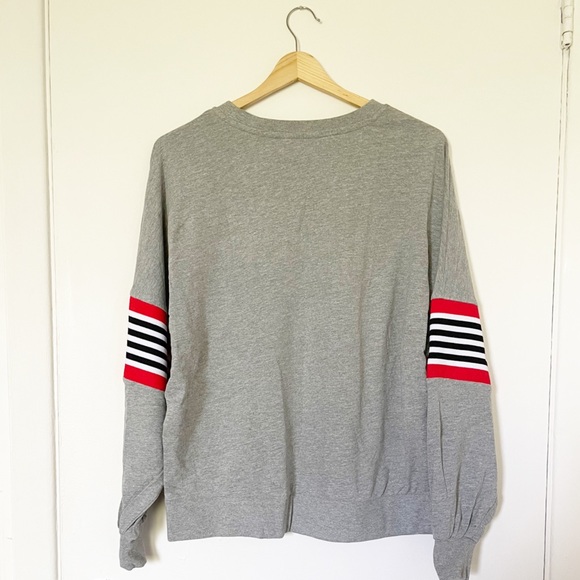 Noisy May Gray Sweatshirt with Elbow Stripe - Picture 3 of 9